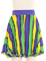 Gianni Versace Multicolor Stripe Pleated Chiffon Skirt Bottom arcadeshops.com