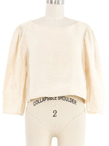 Chloe Ivory Linen Puff Sleeve Top Top arcadeshops.com