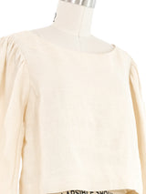 Chloe Ivory Linen Puff Sleeve Top Top arcadeshops.com