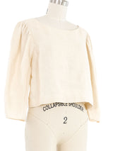Chloe Ivory Linen Puff Sleeve Top Top arcadeshops.com