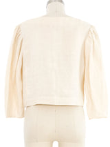 Chloe Ivory Linen Puff Sleeve Top Top arcadeshops.com