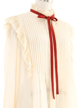 Chloe Ivory Silk Ruffle Blouse Top arcadeshops.com