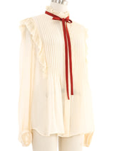 Chloe Ivory Silk Ruffle Blouse Top arcadeshops.com