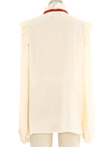Chloe Ivory Silk Ruffle Blouse Top arcadeshops.com