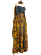 Mary McFadden Leaf Print Gown and Shawl Dress arcadeshops.com