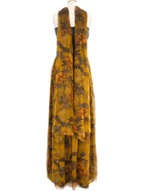 Mary McFadden Leaf Print Gown and Shawl Dress arcadeshops.com