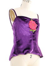 1970s Valentino Floral Applique Velvet Tank Top arcadeshops.com