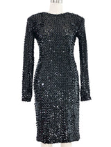 Giorgio di Sant'Angelo Black Sequin Long Sleeve Dress Dress arcadeshops.com
