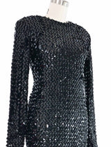 Giorgio di Sant'Angelo Black Sequin Long Sleeve Dress Dress arcadeshops.com