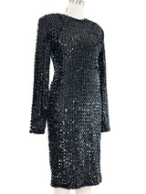 Giorgio di Sant'Angelo Black Sequin Long Sleeve Dress Dress arcadeshops.com