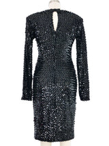 Giorgio di Sant'Angelo Black Sequin Long Sleeve Dress Dress arcadeshops.com