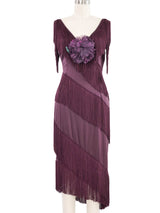 Dolce & Gabbana Purple Tiered Fringe Dress Dress arcadeshops.com