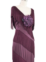 Dolce & Gabbana Purple Tiered Fringe Dress Dress arcadeshops.com