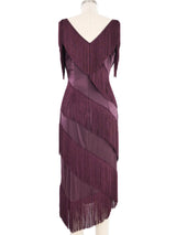 Dolce & Gabbana Purple Tiered Fringe Dress Dress arcadeshops.com