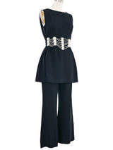 1970s Trompe L'oeil Belted Tunic Ensemble Dress arcadeshops.com