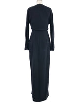 Geoffrey Beene Metallic Blue Accented Gown Ensemble Dress arcadeshops.com