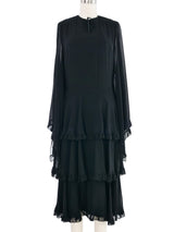 Hanae Mori Black Silk Ruffle Dress Dress arcadeshops.com
