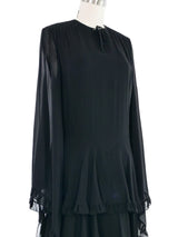 Hanae Mori Black Silk Ruffle Dress Dress arcadeshops.com