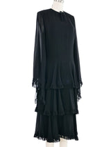 Hanae Mori Black Silk Ruffle Dress Dress arcadeshops.com