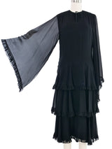 Hanae Mori Black Silk Ruffle Dress Dress arcadeshops.com