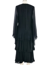 Hanae Mori Black Silk Ruffle Dress Dress arcadeshops.com