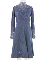 1970s Pauline Trigere Embellished Metallic Knit Dress Dress arcadeshops.com