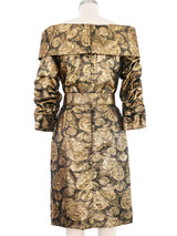 Scaasi Metallic Rose Jacquard Dress Dress arcadeshops.com