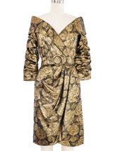 Scaasi Metallic Rose Jacquard Dress Dress arcadeshops.com