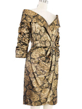 Scaasi Metallic Rose Jacquard Dress Dress arcadeshops.com