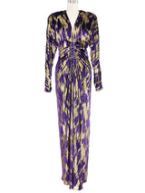 Adolfo Purple and Goldtone Velvet Evening Dress Dress arcadeshops.com