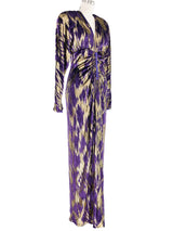 Adolfo Purple and Goldtone Velvet Evening Dress Dress arcadeshops.com