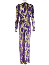 Adolfo Purple and Goldtone Velvet Evening Dress Dress arcadeshops.com