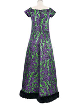 1960s Oscar de la Renta Fur Trimmed Metallic Dress Dress arcadeshops.com