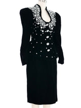 Lillie Rubin Embellished Black Velvet Skirt Suit Suit arcadeshops.com