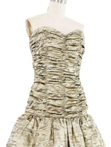 Victor Costa Strapless Ruched Gold Cocktail Dress Dress arcadeshops.com
