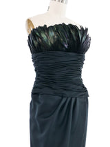 Victor Costa Feather Accented Black Dress Dress arcadeshops.com