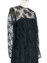 Galanos Black Tiered Mesh Lace Dress Dress arcadeshops.com