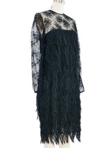 Galanos Black Tiered Mesh Lace Dress Dress arcadeshops.com