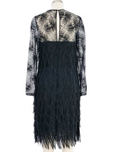 Galanos Black Tiered Mesh Lace Dress Dress arcadeshops.com