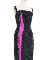 Mr. Blackwell Black Sequin Embellished Gown Dress arcadeshops.com