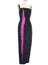 Mr. Blackwell Black Sequin Embellished Gown Dress arcadeshops.com