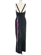 Mr. Blackwell Black Sequin Embellished Gown Dress arcadeshops.com