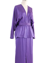 Pauline Trigere Purple Silk Ensemble Dress arcadeshops.com