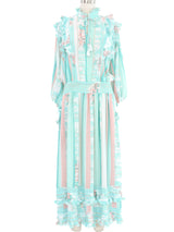 Diane Freis Blue Ruffle Dress Dress arcadeshops.com