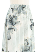 Embellished Floral Print Silk Skirt Bottom arcadeshops.com