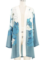 Embellished Hand Painted Blue Floral Top Top arcadeshops.com