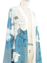 Embellished Hand Painted Blue Floral Top Top arcadeshops.com