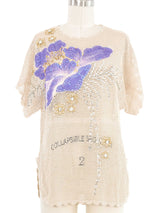 Embellished Floral Applique Crochet Top Top arcadeshops.com