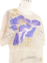 Embellished Floral Applique Crochet Top Top arcadeshops.com