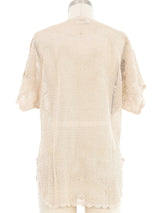 Embellished Floral Applique Crochet Top Top arcadeshops.com